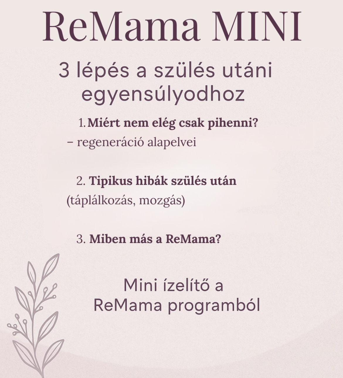 ReMama MINI – az első lépés a szülés utáni egyensúlyodhoz